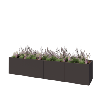 Teräksinen istutuslaatikko XXL - Suorakaiteen muotoiset - 400 x 80 x 80 cm - RAL7016 matta (antrasiitinharmaa) - Pohjalevyllä