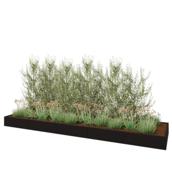 Teräksinen istutuslaatikko XXL - Suorakaiteen muotoiset - 500 x 120 x 30 cm - RAL9005 matta (musta) - Ilman pohjalevyä