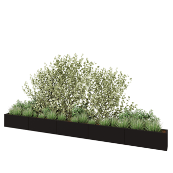 Teräksinen istutuslaatikko XXL - Suorakaiteen muotoiset - 500 x 30 x 40 cm - RAL9005 matta (musta) - Pohjalevyllä