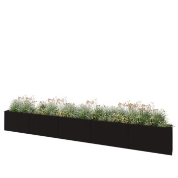 Teräksinen istutuslaatikko XXL - Suorakaiteen muotoiset - 500 x 30 x 60 cm - RAL9005 matta (musta) - Ilman pohjalevyä