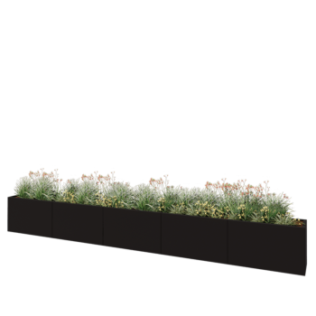 Teräksinen istutuslaatikko XXL - Suorakaiteen muotoiset - 500 x 40 x 60 cm - RAL9005 matta (musta) - Ilman pohjalevyä