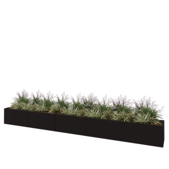 Teräksinen istutuslaatikko XXL - Suorakaiteen muotoiset - 500 x 50 x 50 cm - RAL9005 matta (musta) - Pohjalevyllä