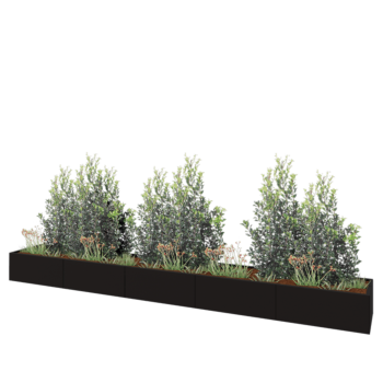 Teräksinen istutuslaatikko XXL - Suorakaiteen muotoiset - 500 x 60 x 40 cm - RAL9005 matta (musta) - Ilman pohjalevyä