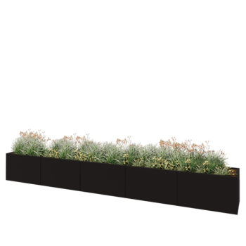 Teräksinen istutuslaatikko XXL - Suorakaiteen muotoiset - 500 x 60 x 60 cm - RAL9005 matta (musta) - Ilman pohjalevyä