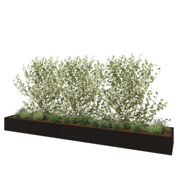 Teräksinen istutuslaatikko XXL - Suorakaiteen muotoiset - 500 x 80 x 40 cm - RAL9005 matta (musta) - Pohjalevyllä