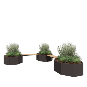 Teräksinen istutuslaatikko - Kahdeksankulmaiset - Kulma-asettelu - 362,6 x 362,6 x 50 cm - RAL7016 matta (antrasiitinharmaa) - Penkillä - Ilman pohjalevyä Teräksinen istutuslaatikko - Kahdeksankulmaiset - Kulma-asettelu - 362,6 x 362,6 x 50 cm - RAL7016 matta (antrasiitinharmaa) - Penkillä - Ilman pohjalevyä