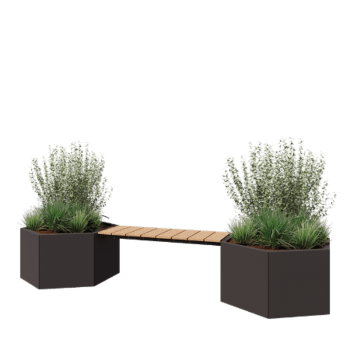 Teräksinen istutuslaatikko - Kuusikulmaiset - 294,4 x 99,3 x 50 cm - RAL7016 matta (antrasiitinharmaa) - Penkillä - Ilman pohjalevyä Teräksinen istutuslaatikko - Kuusikulmaiset - 294,4 x 99,3 x 50 cm - RAL7016 matta (antrasiitinharmaa) - Penkillä - Ilman pohjalevyä