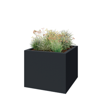 Lasikuituruukku - Neliö - 120 x 120 x 100 cm - RAL7021 matta (musta harmaa) - Pohjallinen