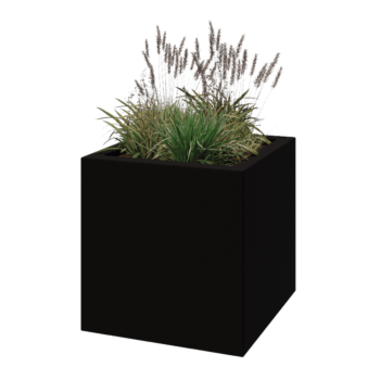 Lasikuituruukku - Neliö - 70 x 70 x 70 cm - RAL9005 matta (musta) - Pohjallinen