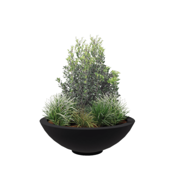 Lasikuituruukku - Kulho - Ø 120 x 40 cm - RAL7021 matta (musta harmaa) - Pohjallinen