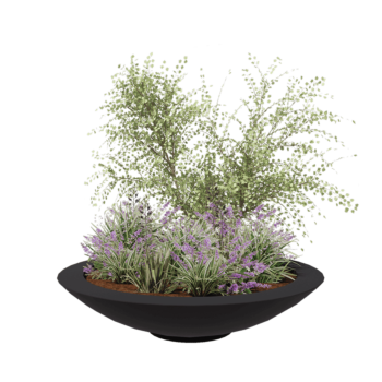 Lasikuituruukku - Kulho - Ø 153 x 34 cm - RAL7021 matta (musta harmaa) - Pohjallinen