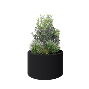 Lasikuituruukku - Pyöreä - Ø 100 x 60 cm - RAL7021 matta (musta harmaa) - Pohjallinen