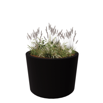 Lasikuituruukku - Kartionmuotoinen - Ø 120 x 80 cm - RAL9005 matta (musta) - Pohjallinen