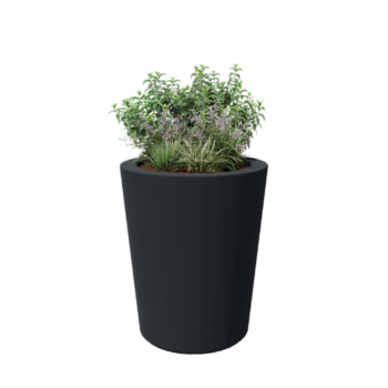 Lasikuituruukku - Kartionmuotoinen - Ø 89 x 100 cm - RAL7021 matta (musta harmaa) - Pohjallinen