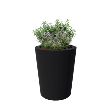 Lasikuituruukku - Kartionmuotoinen - Ø 89 x 100 cm - RAL7021 matta (musta harmaa) - Pohjallinen