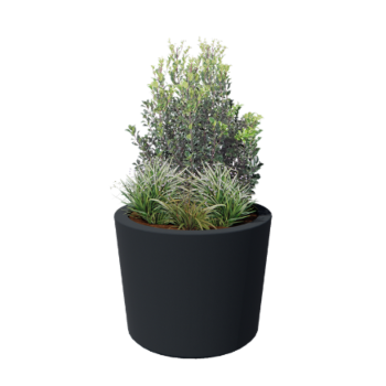 Lasikuituruukku - Kartionmuotoinen - Ø 95 x 70 cm - RAL7021 matta (musta harmaa) - Pohjallinen