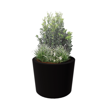 Lasikuituruukku - Kartionmuotoinen - Ø 95 x 70 cm - RAL9005 matta (musta) - Pohjallinen