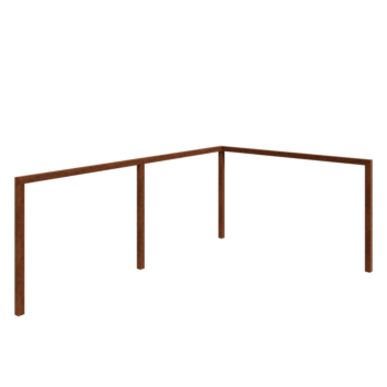 Corten-teräksinen pergola - Kulma - 600 x 412 x 242 cm - Ilman betonijalkaa