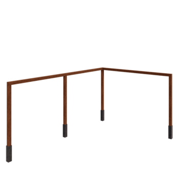 Corten-teräksinen pergola - Kulma - 600 x 412 x 242 cm - Betonijalalla