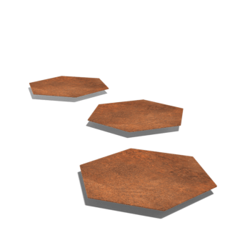 Corten-teräksinen askellaatta Kuusiokulma 50