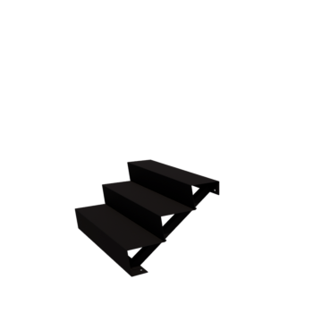 Teräksiset ulkaportaat - 3-askelma - 72 x 100 x 51 cm - RAL9005 matta (musta)