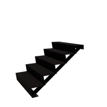 Teräksiset ulkaportaat - 5-askelma - 120 x 100 x 85 cm - RAL9005 matta (musta)