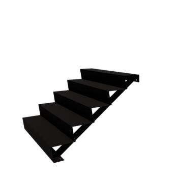 Teräksiset ulkaportaat - 5-askelma - 120 x 120 x 85 cm - RAL9005 matta (musta)