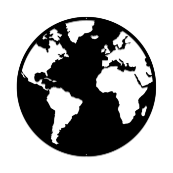 Metallinen seinäkoriste - Maailmankartta Large - 80 x 80 cm