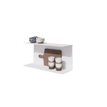 Teräksinen seinähylly - C-muotoinen - 60 x 20 x 28 cm - RAL9010 matta (valkoinen)