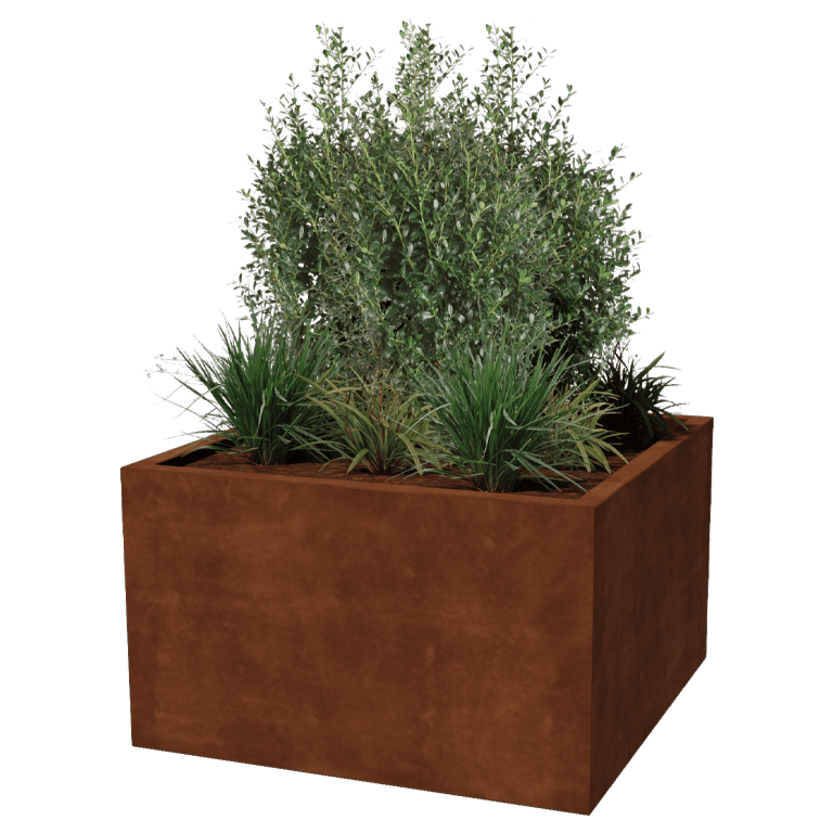 Corten-teräksinen hitsatut istutuslaatikko Montana 100 x 100 x 60 cm