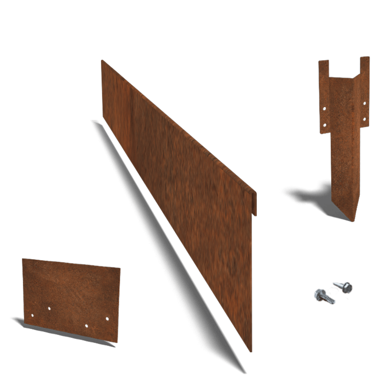 Corten-teräksinen puutarha reunus litteä 13 cm:n täydellinen sarja 15 metriä kohti