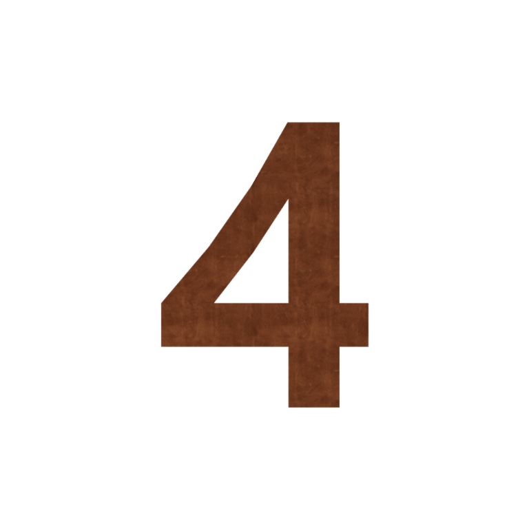 Corten-teräksinen talonumero 4 - 80 cm