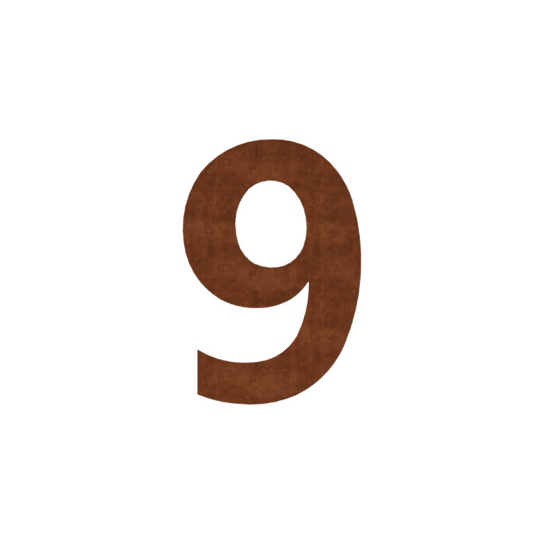 Corten-teräksinen talonumero 9 - 15 cm