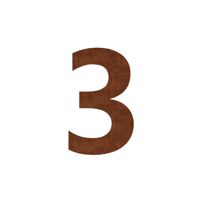 Corten-teräksinen talonnumero 3 - 9,1 x 15 cm - Itseliimautuva