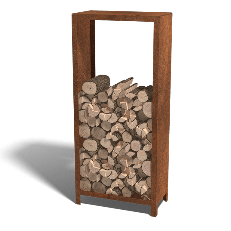 Corten-teräksinen puuteline Indiana 180 x 80 x 40 cm