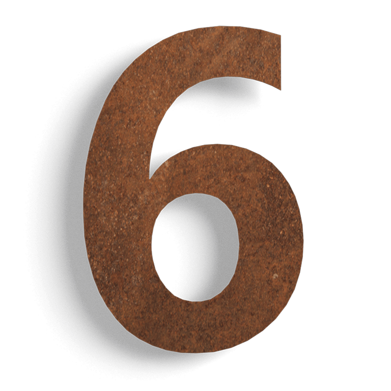 Corten-teräksinen talonumero 6 - 30 cm