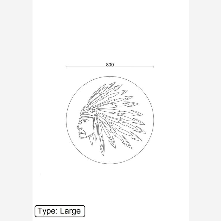 Corten-terästä seinäkoristeet Intiaani