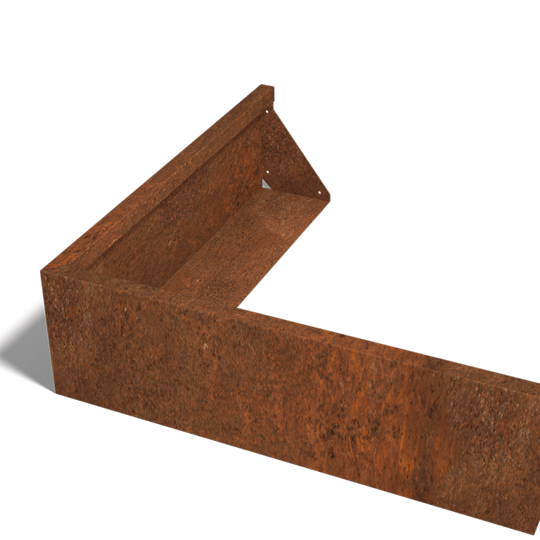 Corten-teräksinen tukimuuri ulkokulma 100 x 100 cm (korkeus 30 cm)