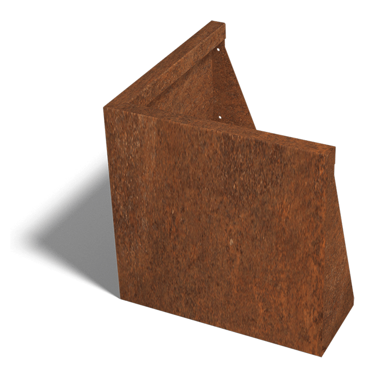 Corten-teräksinen tukimuuri ulkokulma 50 x 50 cm (korkeus 50 cm)