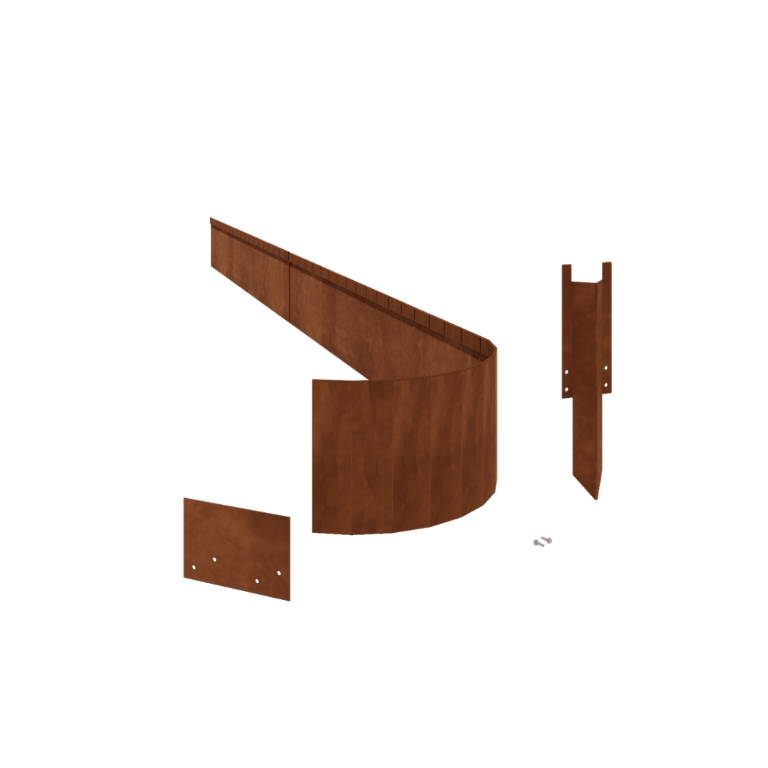 Corten-teräksinen puutarha reunus litteä FLEX 23 cm täydellinen sarja 15 metriä kohti