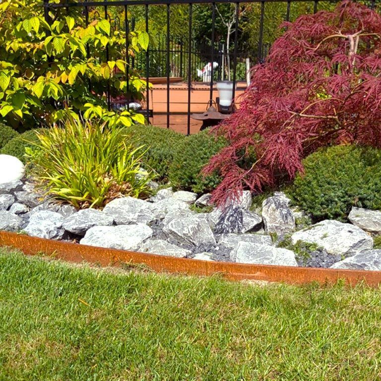 Corten-teräksinen puutarha reunus litteä 13 cm:n täydellinen sarja 15 metriä kohti