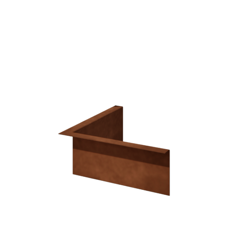 Corten-teräksinen nurmikon reunus - Taitettu - Sisäkulma - Korkeus 12 cm