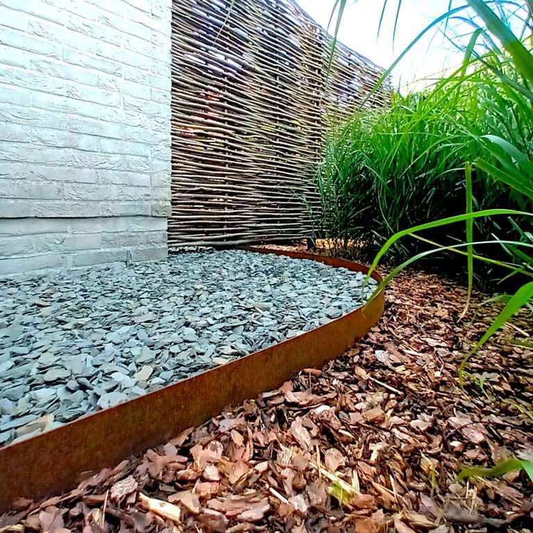 Corten-teräksinen puutarha reunus suora 15 cm (pituus 150 cm)