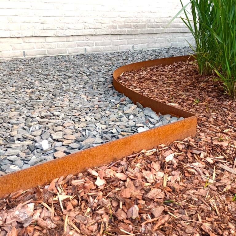 Corten-teräksinen puutarha reunus suora 15 cm (pituus 150 cm)