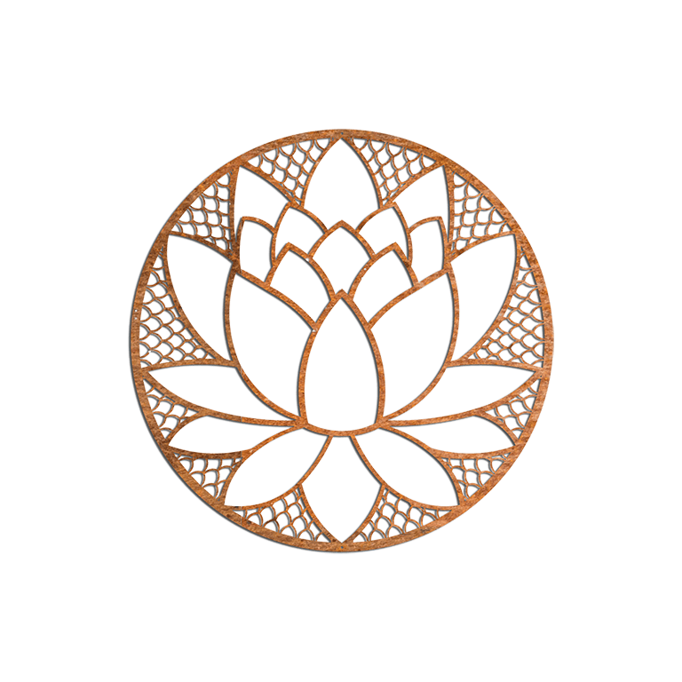 Corten-terästä seinäkoristeet Lootuskukka