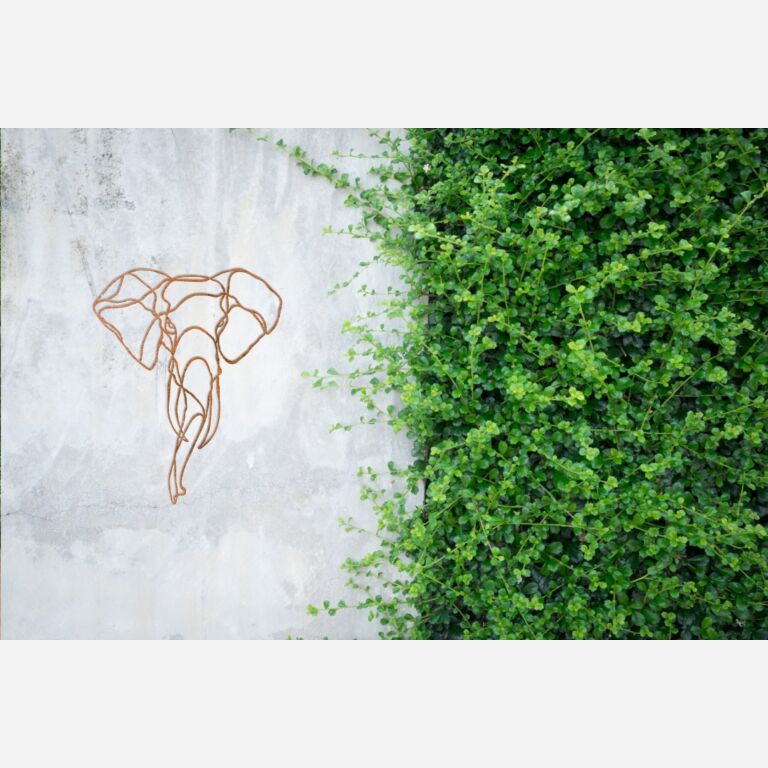 Corten-terästä seinäkoristeet Norsu 1.0