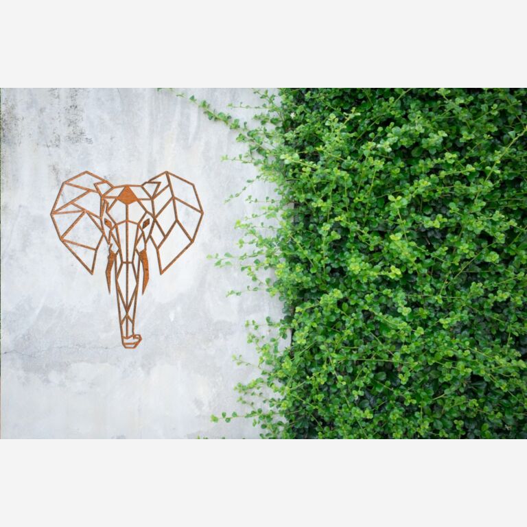 Corten-terästä seinäkoristeet Norsu 2.0