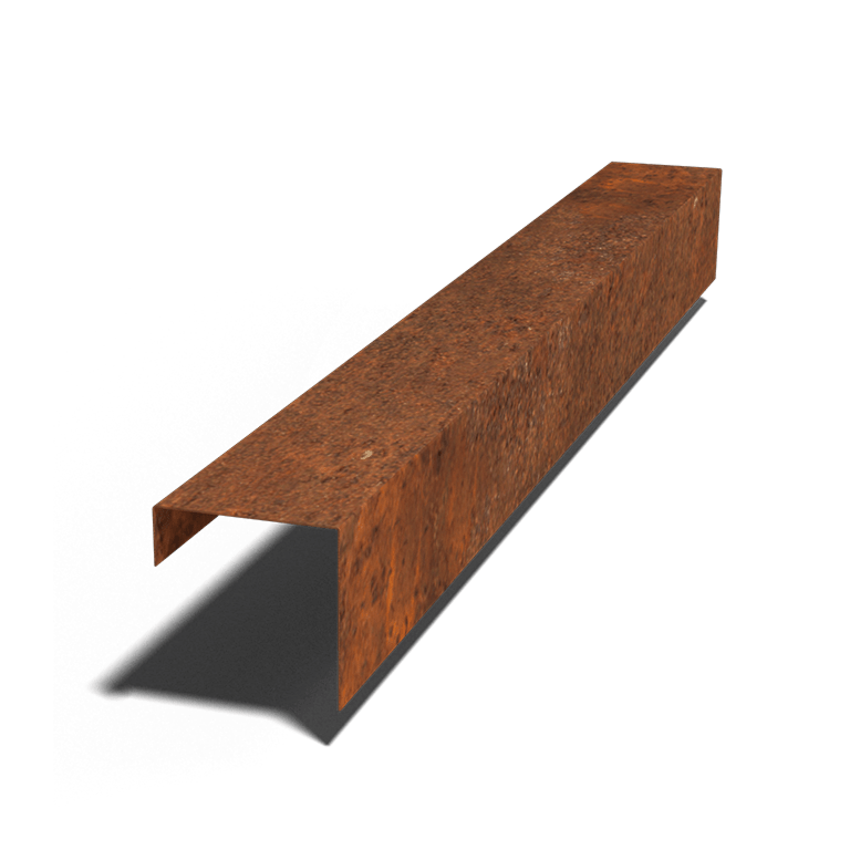 Corten-teräksinen u-profiili 15 x 15 x 5 cm (pituus 150 cm).
