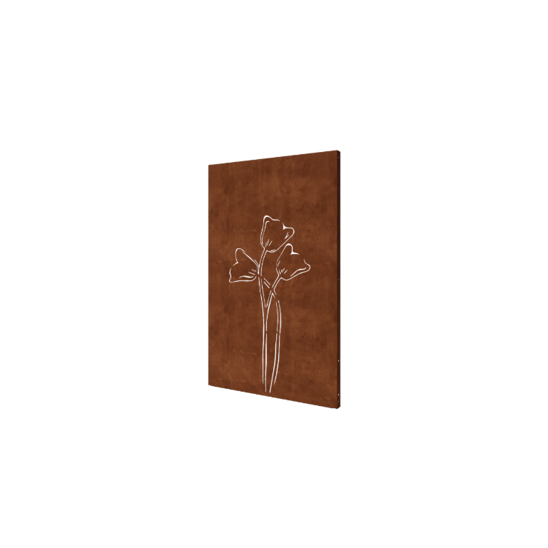 Corten-teräksinen koristepaneeli - Tulppaani symmetrinen - 120 x 6 x 190 cm