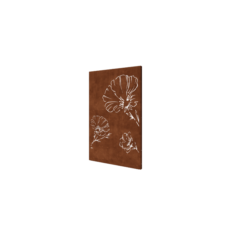 Corten-teräksinen paneeli unikko 120 x 6 x 190 cm